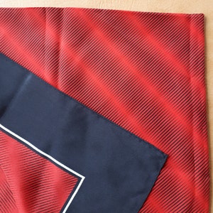 Vintage red with white and back border silk scarf with fine stripes psychedelic design
