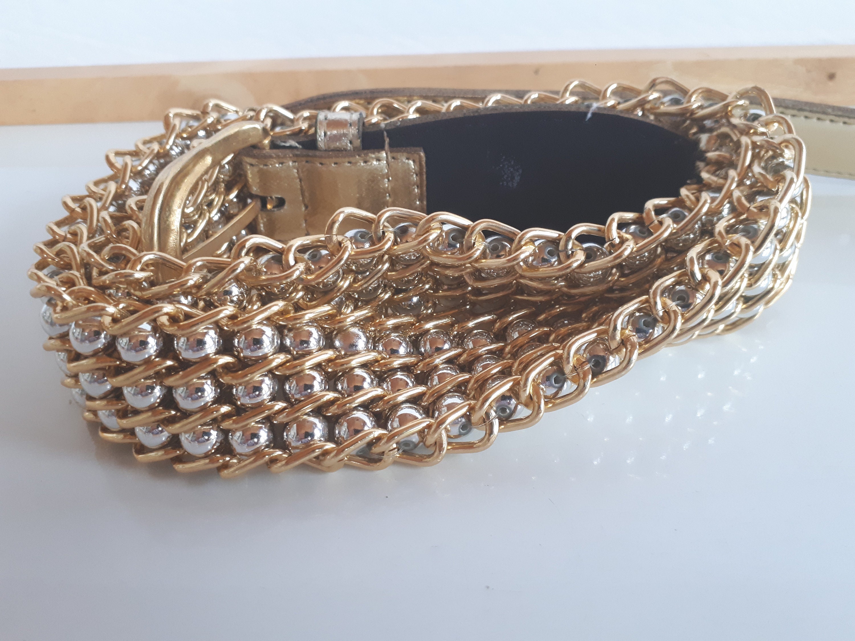 Vintage Gold Silver Color Metal Women Chain Mesh Belt With 