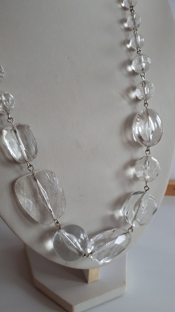 Transparent acrylic beaded graduated necklace poo… - image 2