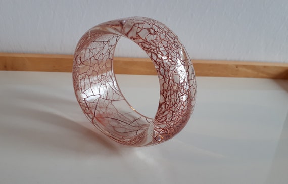 Statement clear transparent crackled wine red luc… - image 6