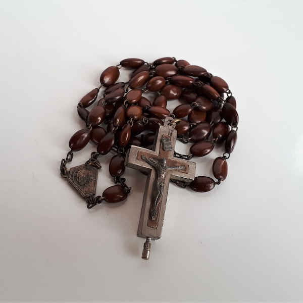 Antique Italy Spina Christi seeds relic crucifix Catholic Rosary chaplet beads