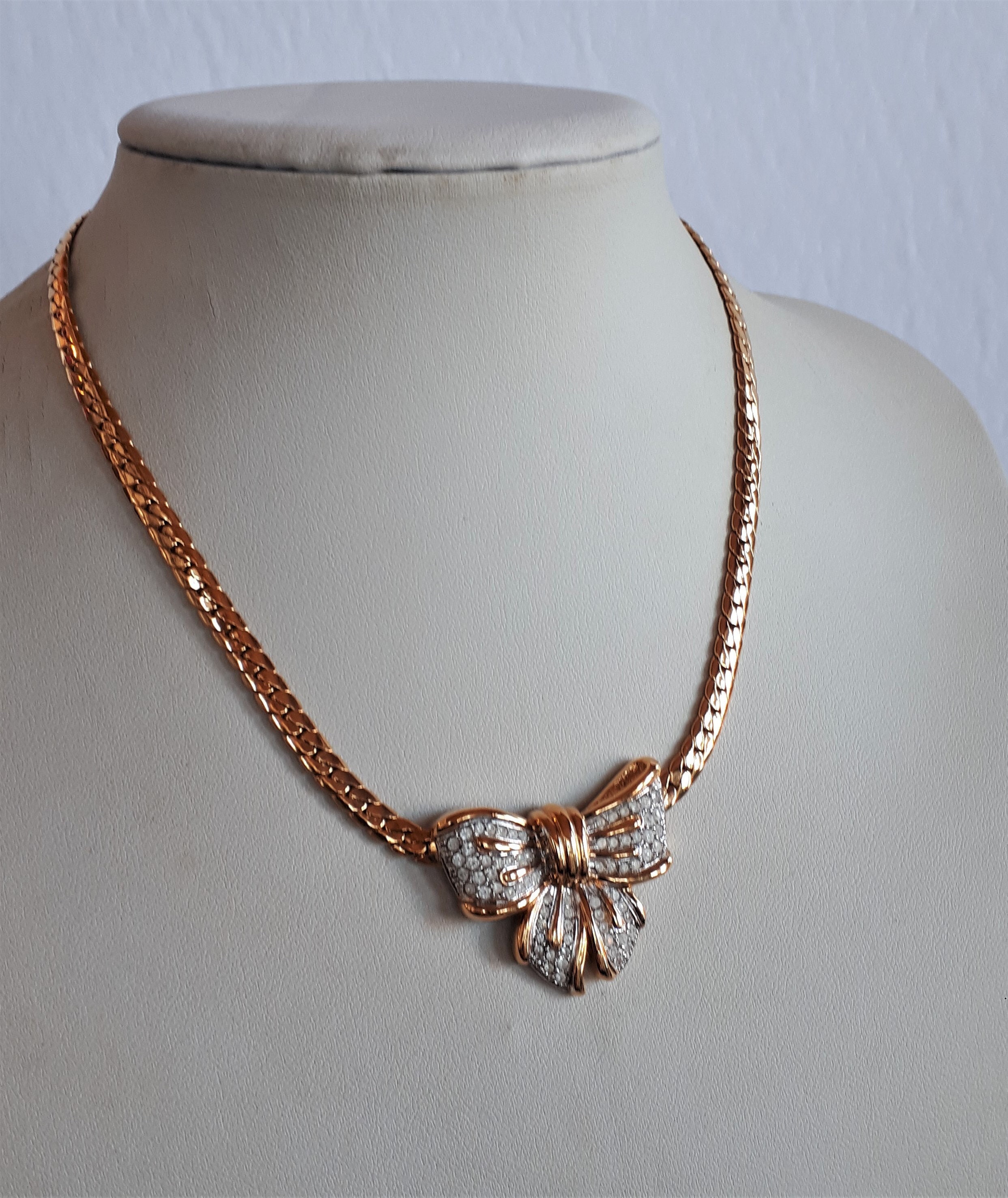 Vintage LANVIN Germany Signed Gold Plate Pave Rhinestone Bow Vintage LANVIN Germany Signed Gold Plate Pave Rhinestone Bow