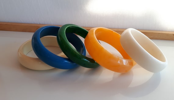 lot 5 pcs chunky plastic resin stack bangle brace… - image 1