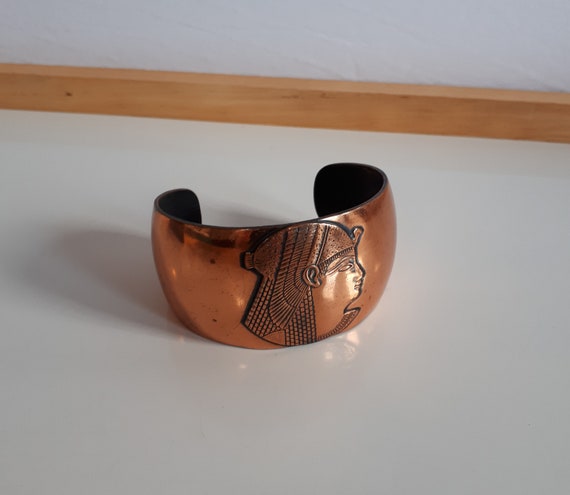 statement Vintage solid copper cuff bracelet with… - image 3