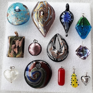 Vintage Murano and art glass crystal pendant charm large and medium size for wear or craft your choice