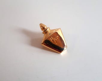 Small Vintage YVES ROCHER gold color metal figural perfume bottle brooch pin