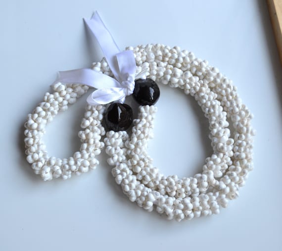 long statement Vintage tiny white shell and Hawai… - image 1