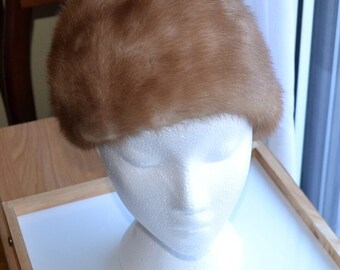 Vintage MORGAN'S signed made in Canada pale brown mink hat