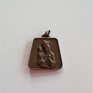 Große antike Bronze Heilige Anne und Jesus Kind und Saint Christopherus religiöse Medaille Anhänger