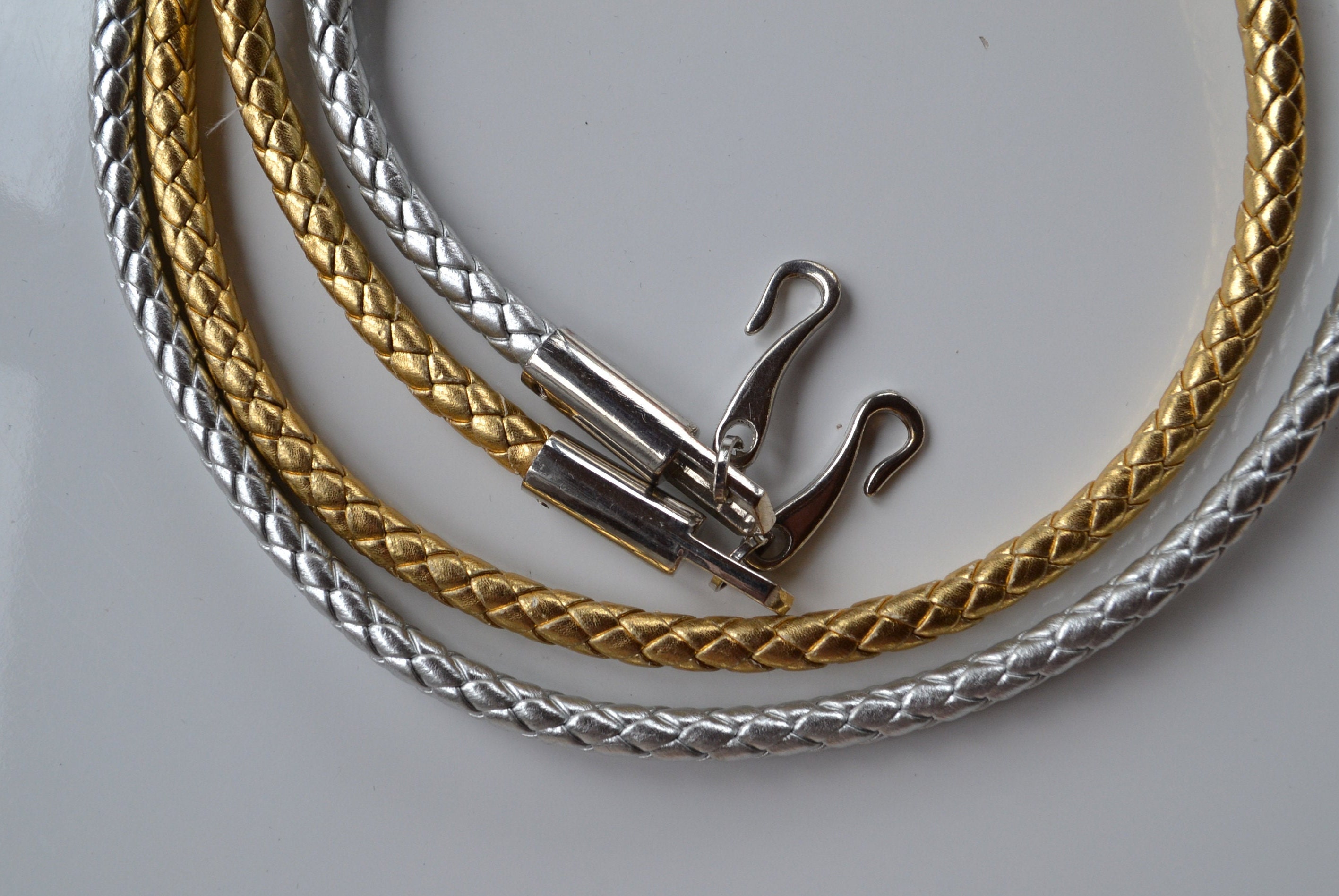 BUNDLE: 2 Genuine Leather Silver and Gold Belts Buy Reversible Belt Womens - Gold Silver Leather  main image 3