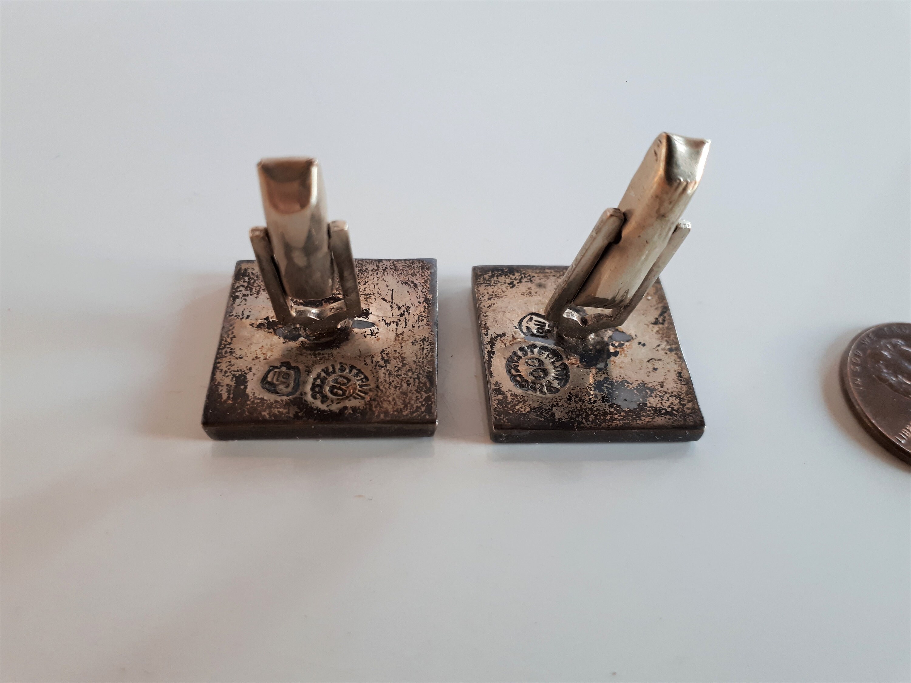 Boutons De Manchette Mexicains - Argent Sterling Et Ormeaux, Occasion En Bon état, Sans Marque
