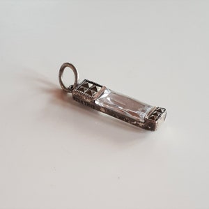 vintage Thai 925 sterling silver rock crystal marcasite pendant charm