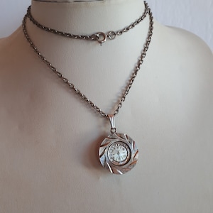 Vintage 50s BIJOU 17 joias Incabloc Swiss PR prata metal feminino relógio mecânico pingente colar trabalhando