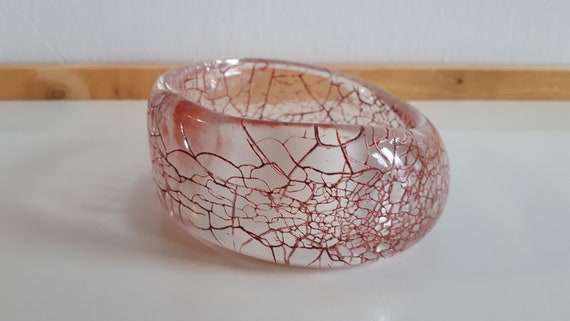 Statement clear transparent crackled wine red luc… - image 2