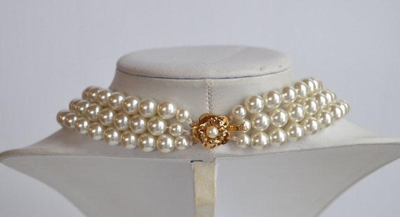 Vintage high end designer glass faux pearl genuin… - image 5