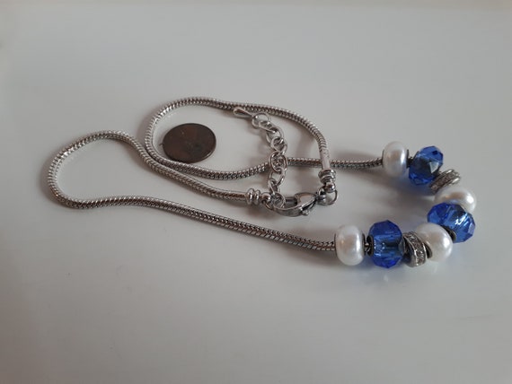 Vintage high quality silver snake chain bib neckl… - image 5
