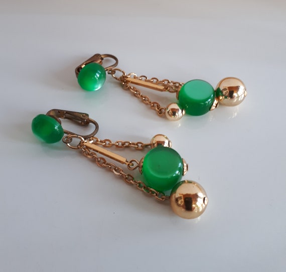 Vintage 50s emerald green moonglow plastic and go… - image 1