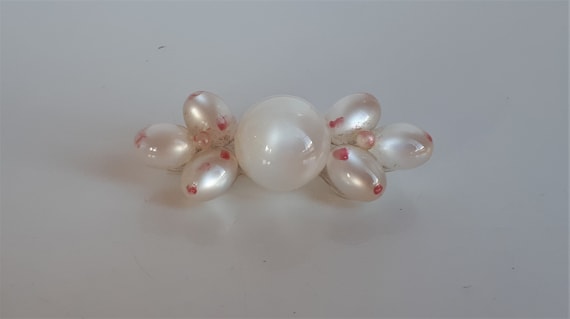 White moonglow lucite brooch pin, Rare vintage 50'