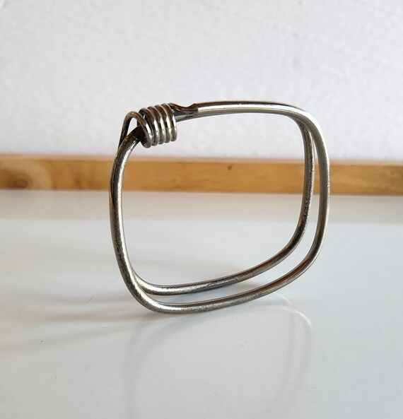 Wirework metal square bangle bracelet unique vint… - image 1