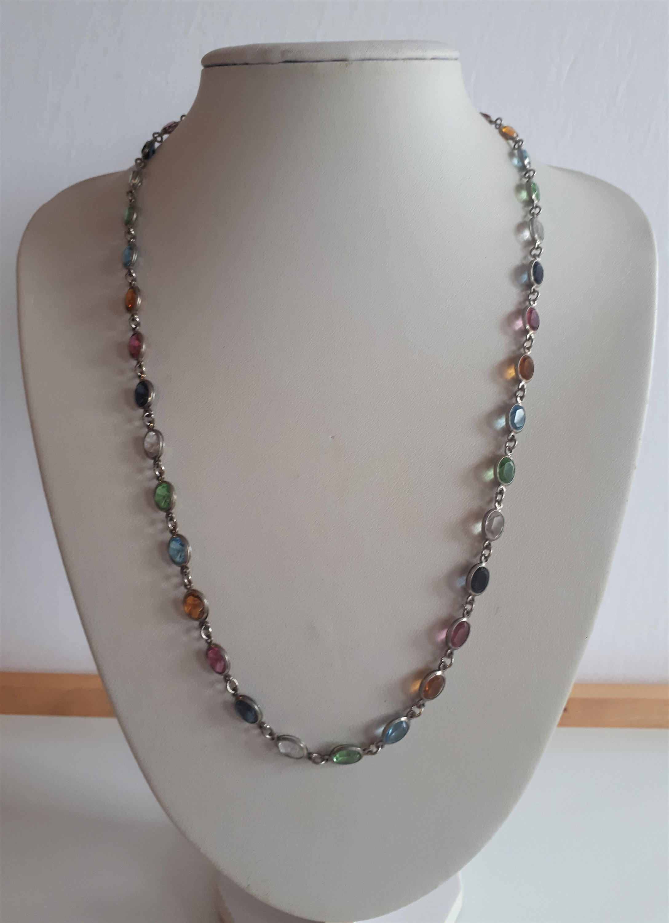 ART DECO Italian Signed Sterling Silver All Colors Faceted