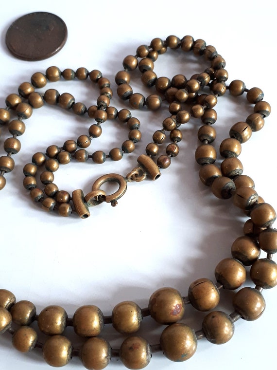 ANTIQUE VICTORIAN solid brass 2 rows graduated be… - image 6