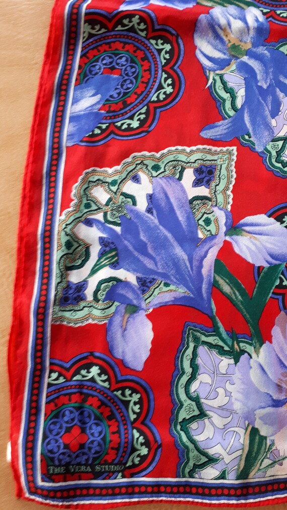 Vintage signed THE VERA STUDIO Japan silk scarf f… - image 3