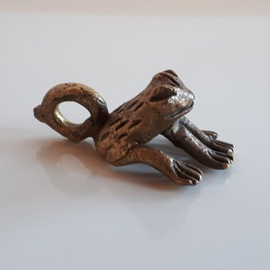 Unusual unisex vintage African bronze Frog pendant