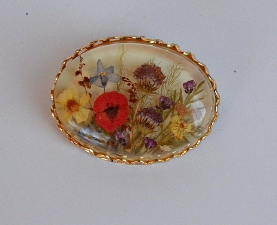 Exquisite Vintage miniature dried flowers pansy p… - image 1