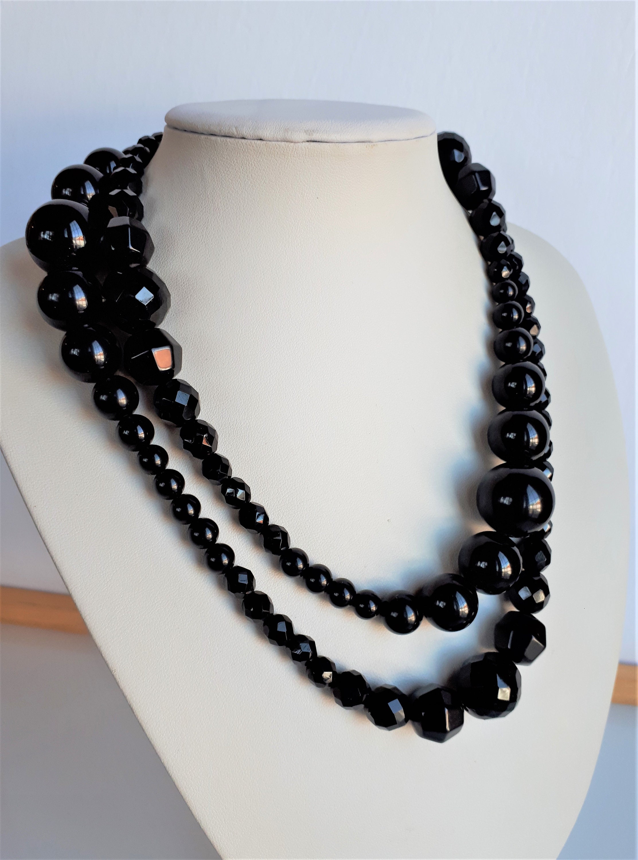 Bague diamants baguettes et agate noire - Bague art déco