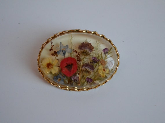 Exquisite Vintage miniature dried flowers pansy p… - image 3