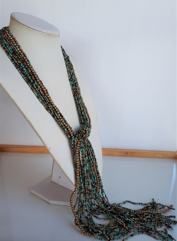 STATEMENT massive Boho multi-strand glass seed ti… - image 2