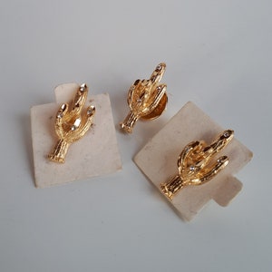 Scegli un articolo unisex, spilla vintage a forma di cactus in miniatura, piccola, in metallo dorato e strass.