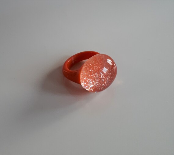 Orange coral lucite clear pool of light bubble to… - image 1