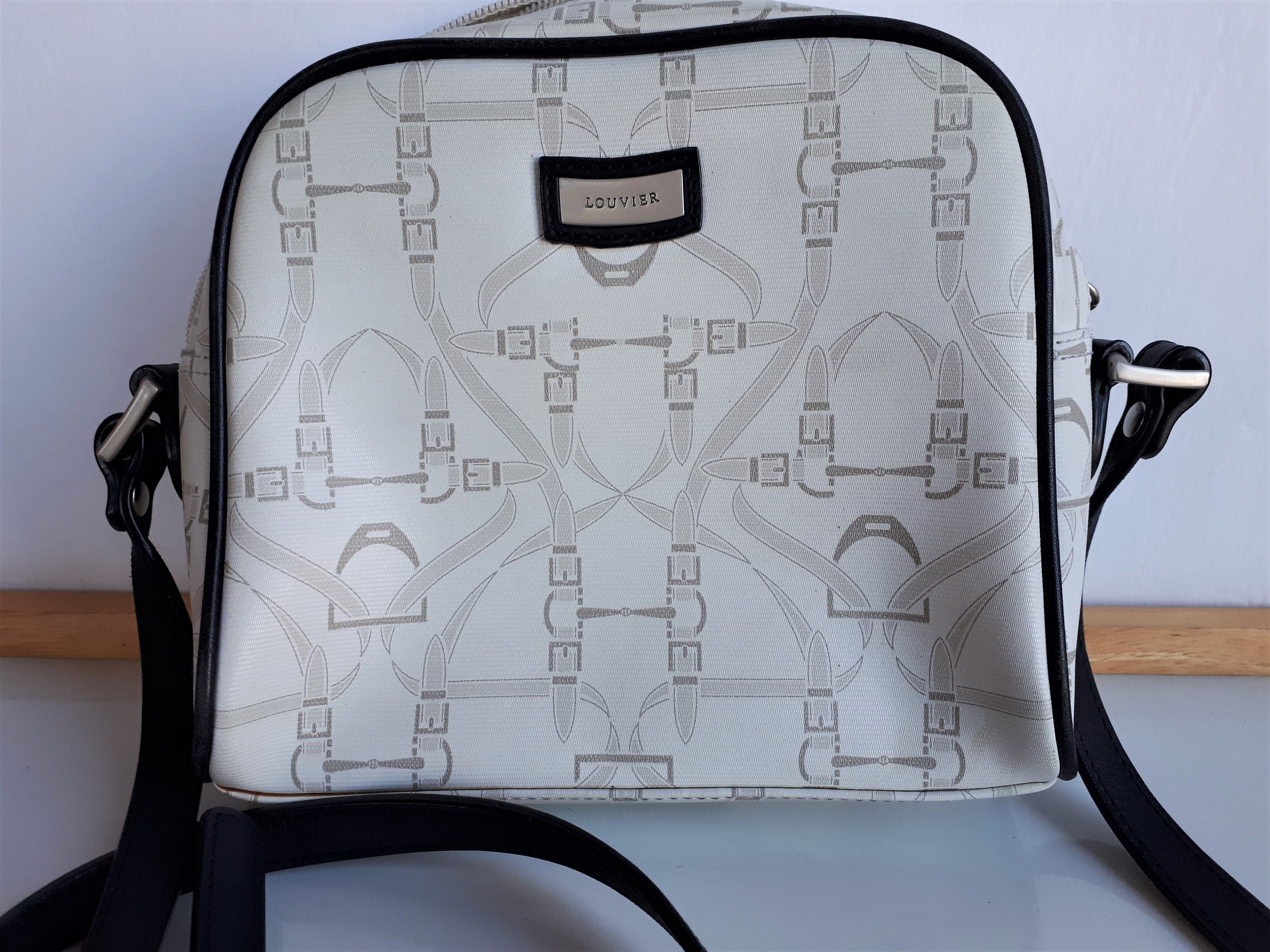 Vintage LOUVIER PARIS Signed Navy Blue Leather Cream Canvas Women Purse Crossbody Bag Etsy Canada