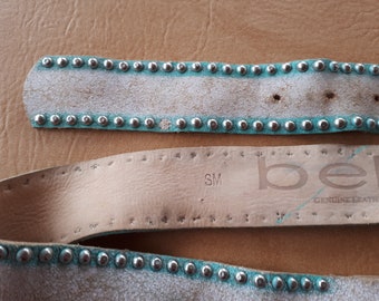 Vintage 90s Bebe Leather Studded Belt M/L Made in USA Southwest Mosaic Buckle bebe | Accessories | Bebe Straw Belt With Buckle Rhinestone  main image 4