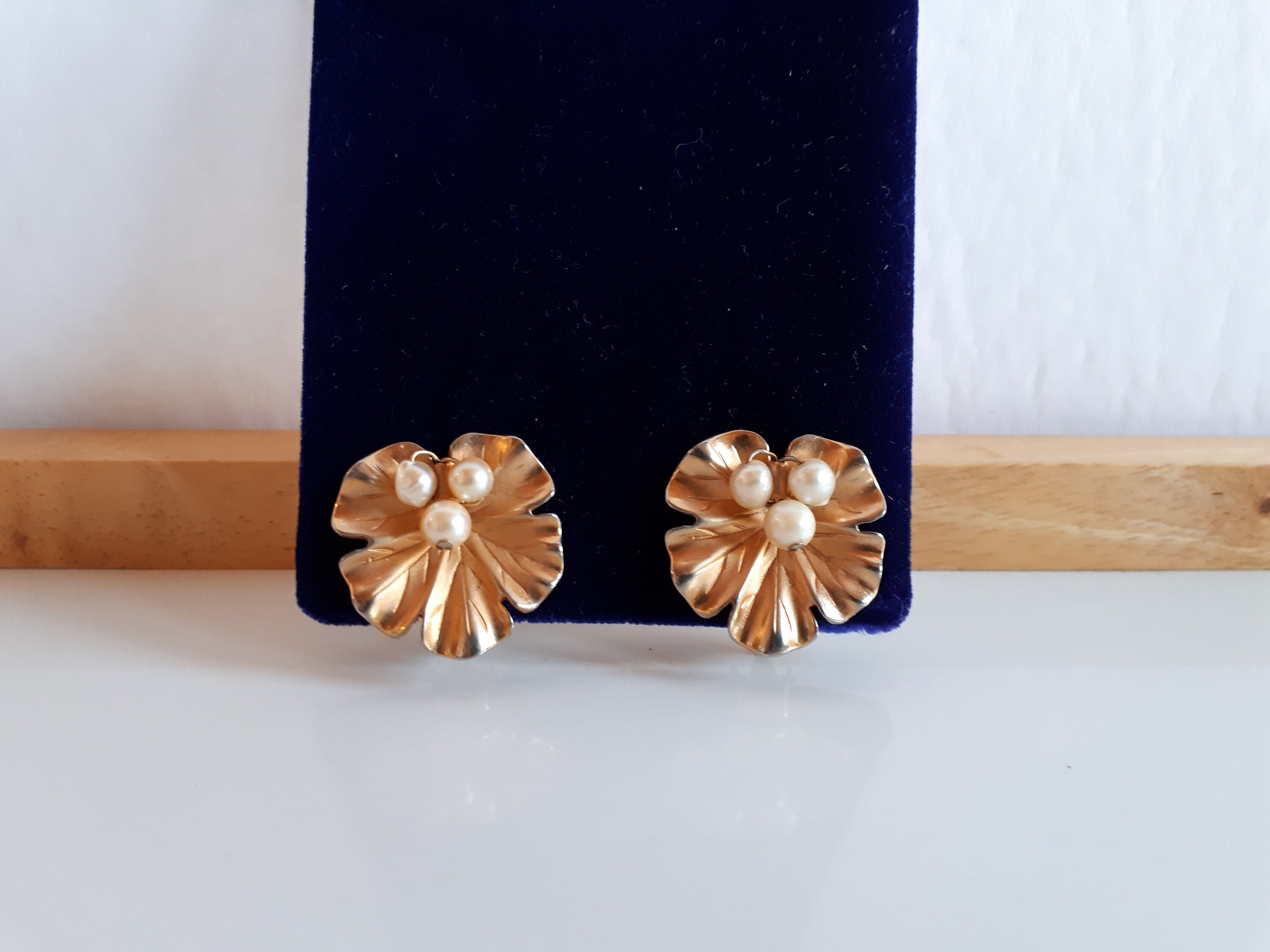 Boucles D'oreilles Pendantes Art Déco Lotus – Argent Massif Et Strass – France