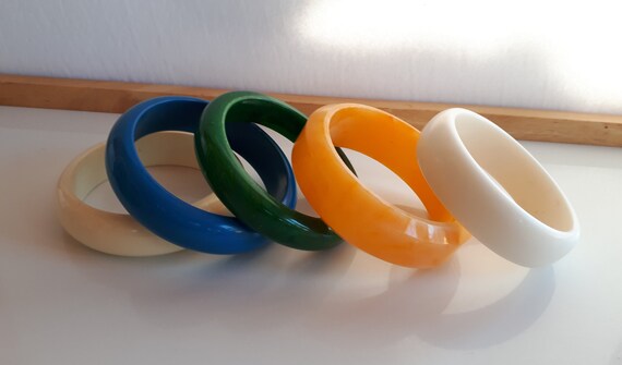 lot 5 pcs chunky plastic resin stack bangle brace… - image 5