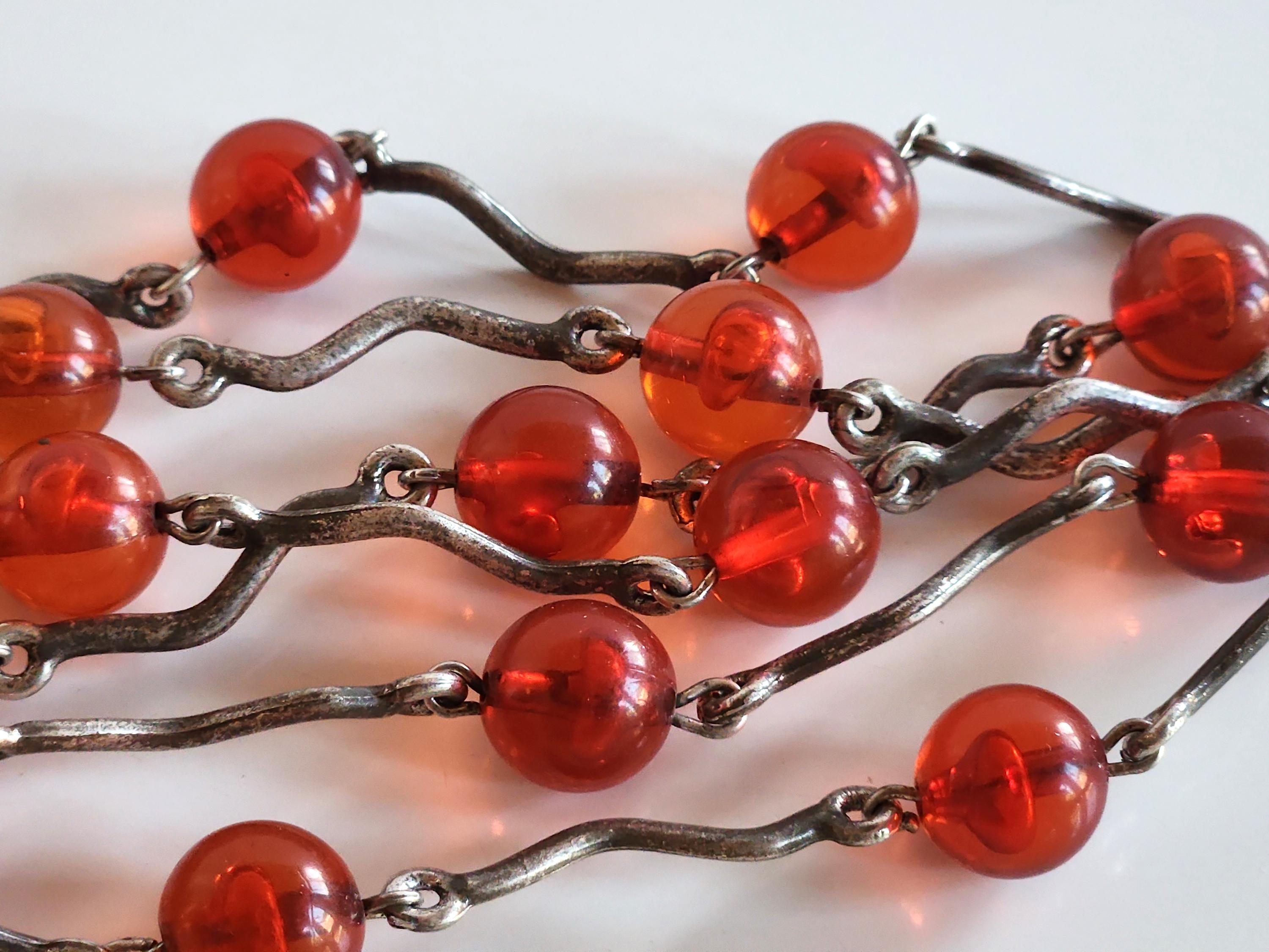 Bracelet Vintage Moderniste – Signé BICHE DE BERE Paris – Étain Argenté – Longueur 18,5 Cm