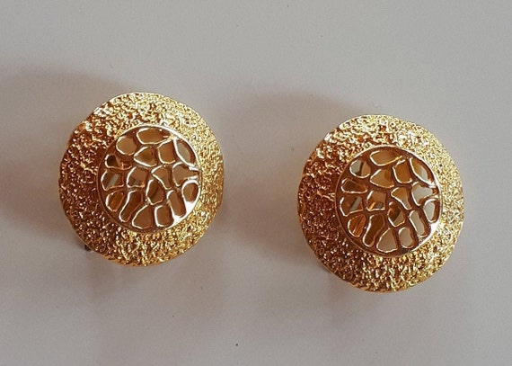 Boucles D'oreilles Clips Vintage En Métal Doré - Style Couture, Occasion