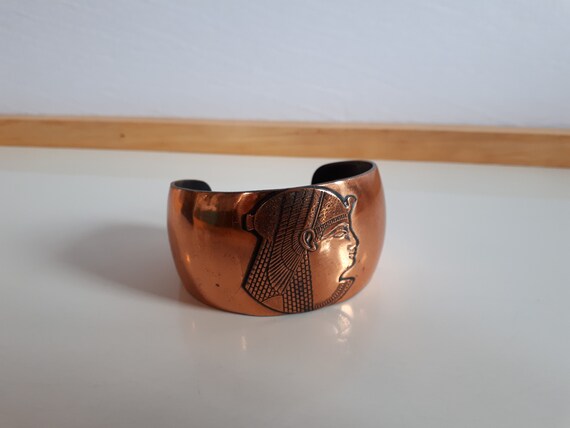 statement Vintage solid copper cuff bracelet with… - image 4