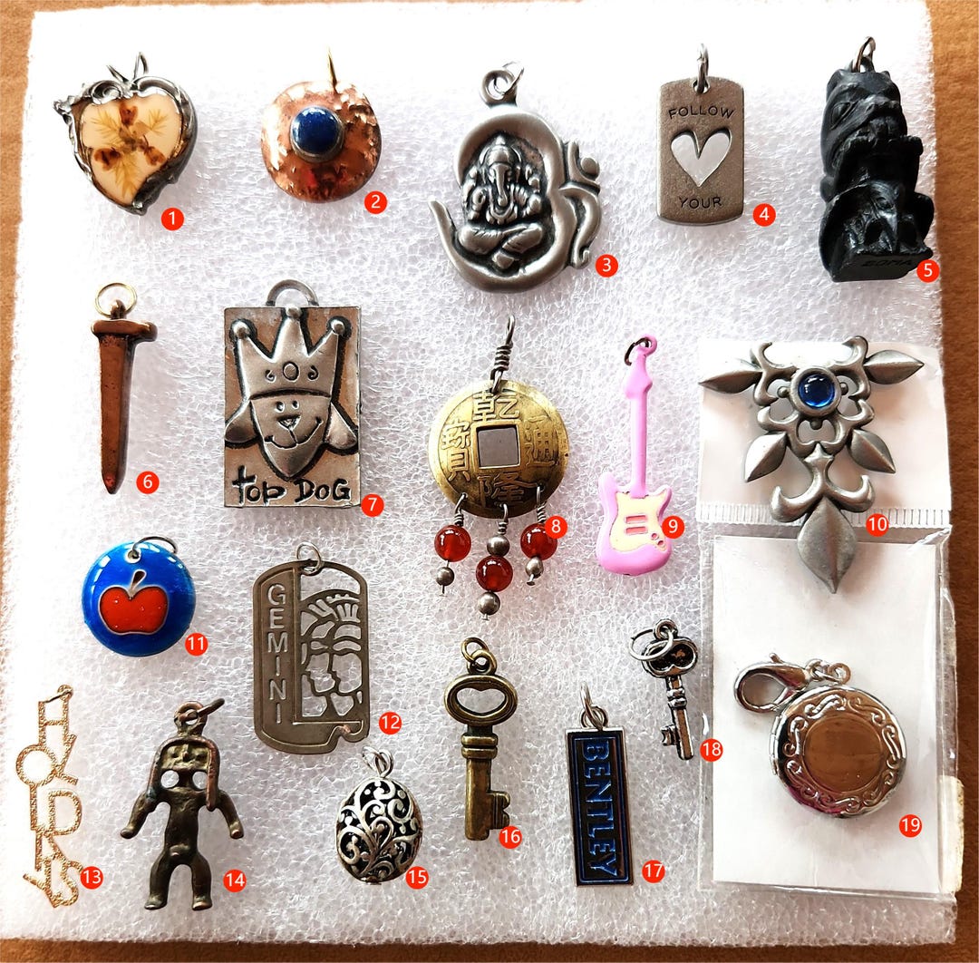 Gs Names Lockets Vintage Pendant Charms: Fertility God, Zodiac, Locket, Key - Etsy