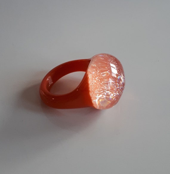 Orange coral lucite clear pool of light bubble to… - image 2