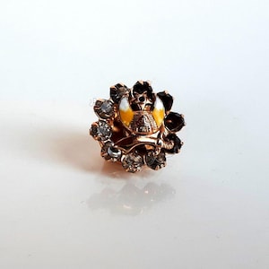 Pin de solapa masónico unisex pequeño vintage de esmalte y puntas con diamantes de imitación, espada estrella, luna creciente, cabeza de Tutankamón