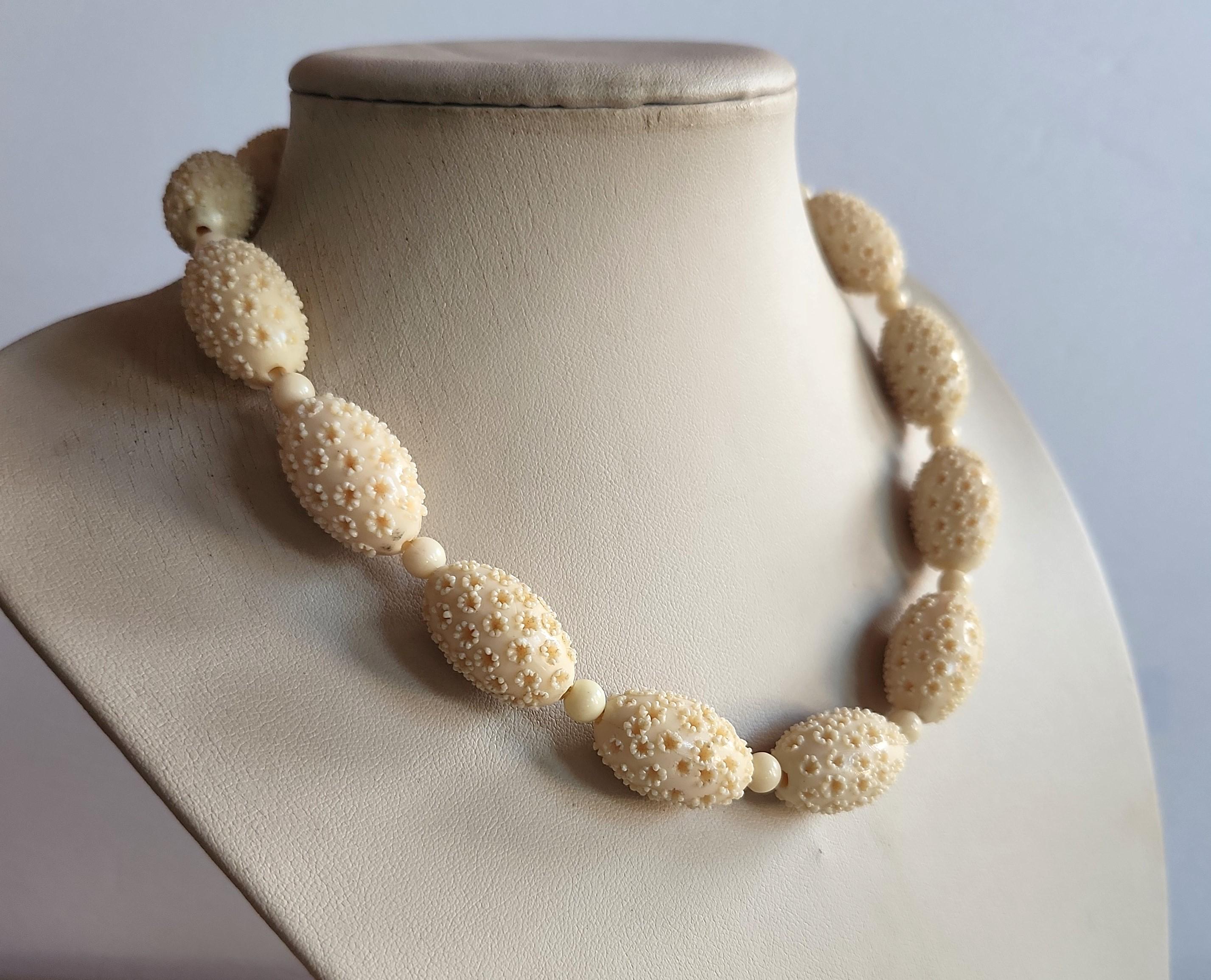 Collier Vintage Long En Celluloïd Style écaille De Tortue - Bon état D'usage