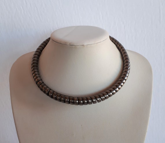 Chunky vintage African style silver colored metal… - image 2