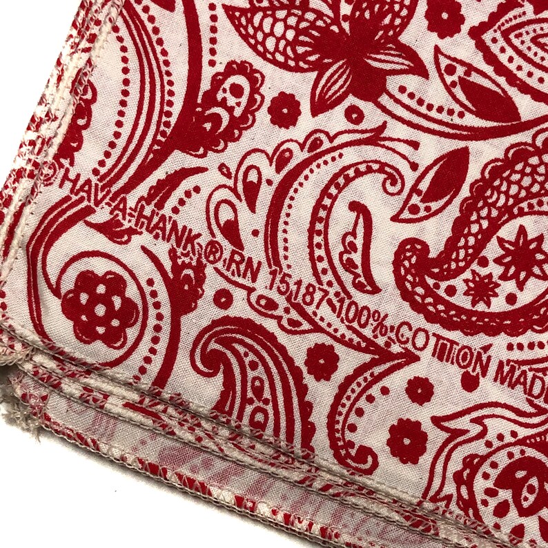22 Red & Cream Bandana English Paisley Bandanna Etsy