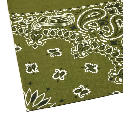 22 Olive Green Bandana Hav A Hank Bandanna Paisley Etsy