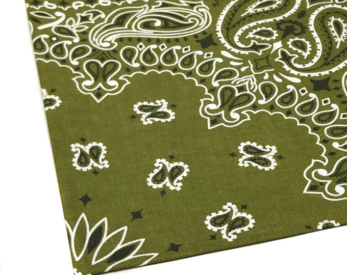 22 Olive Green Bandana Havahank Bandanna Paisley Etsy