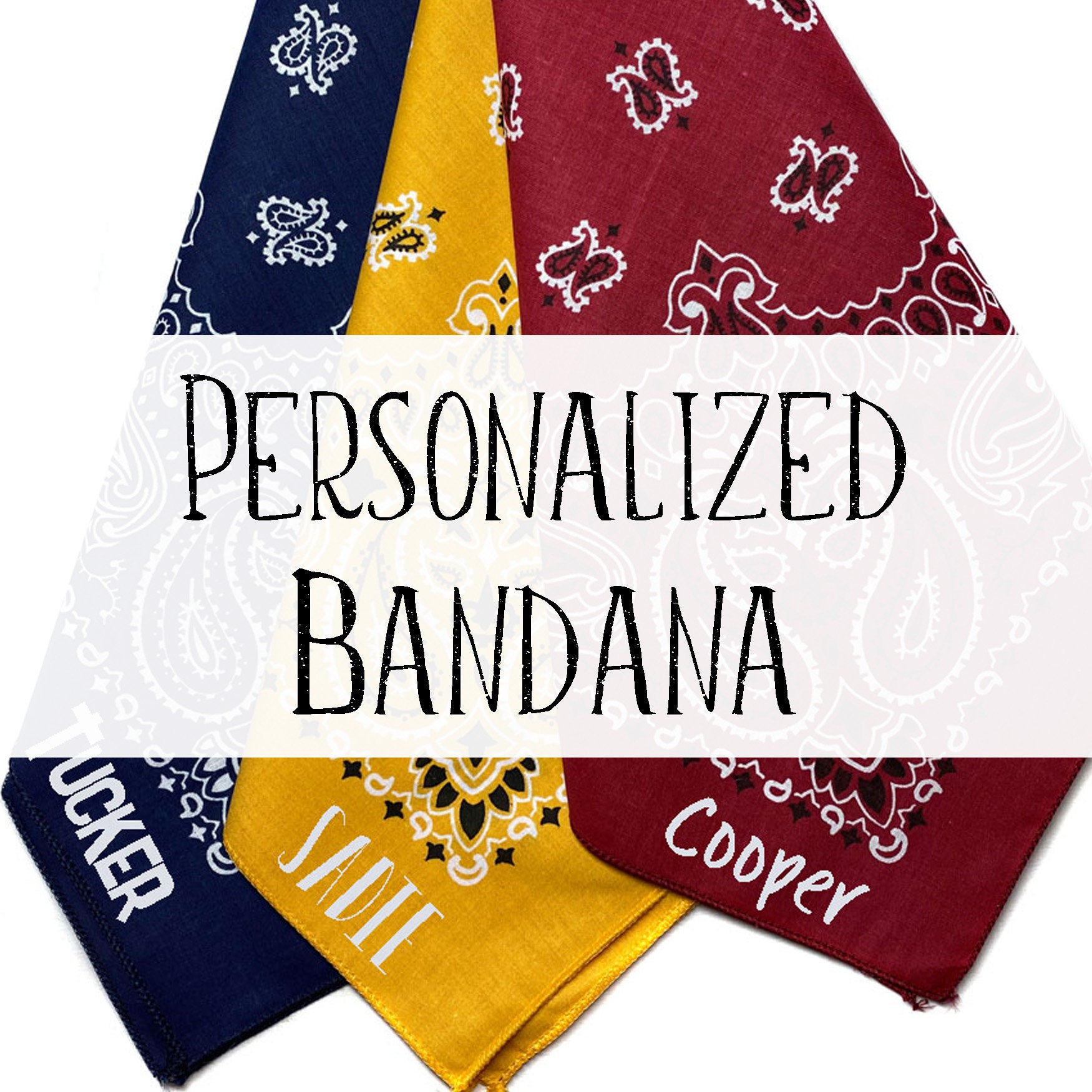 Personalized Bandana, Customized Edge 22" USA-Made Bandanna, Cus…