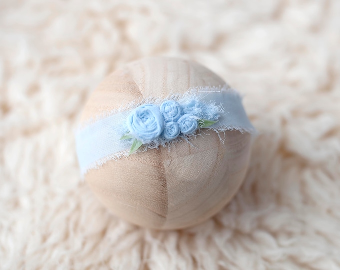 Blue Chiffon Rosette Baby Girl Headband Newborn Photography Tieback